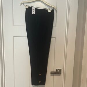 Ann Taylor Classic Navy Blue Trousers with gold button accents at ankles 6